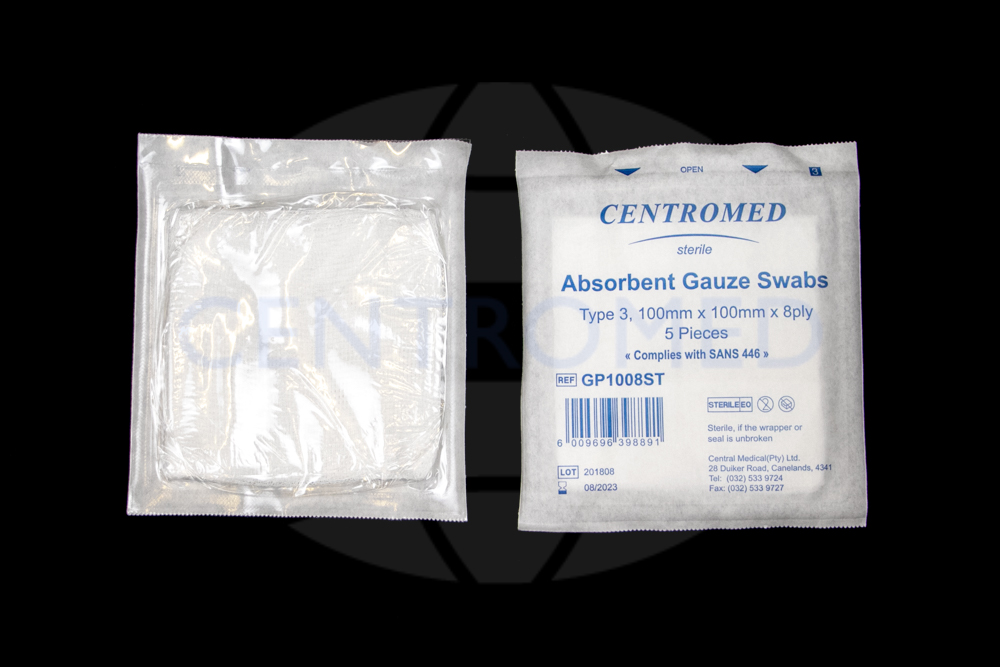 Cotton X-ray detectable Sterile 8-ply gauze swabs 100mm x 100mm