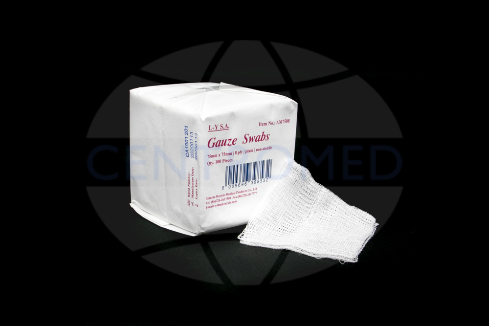 Cotton 8-ply gauze swab 75mm x 75mm