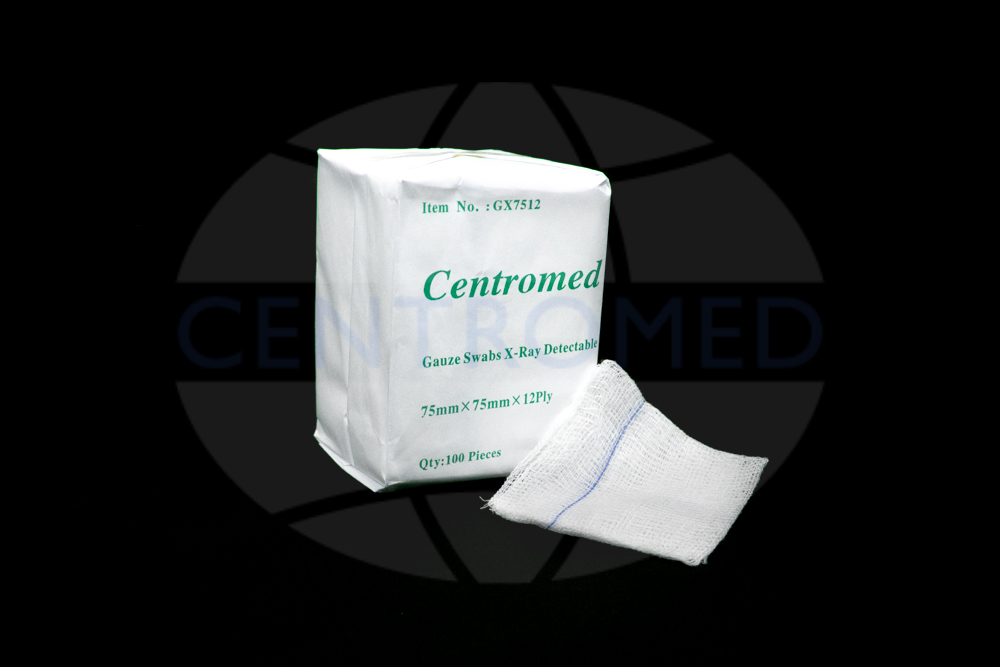 Cotton X-ray detectable 12-ply gauze swabs 75mm x 75mm