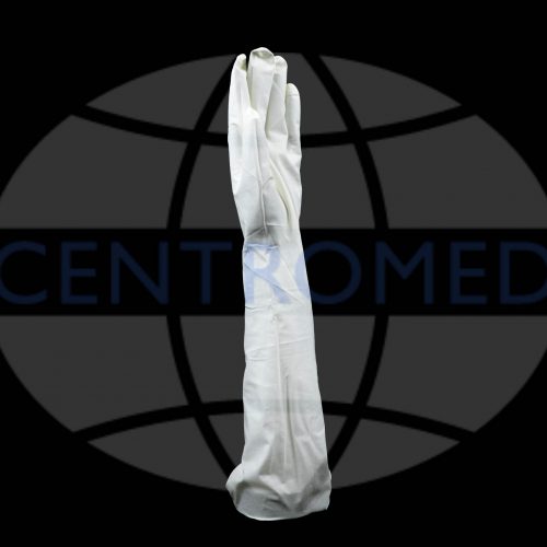 White elbow-length nitrile powder-free gloves